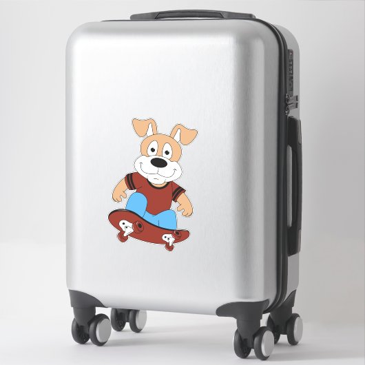 Hund mit Skateboard Custom Cut Vinyl Sticker (Koffer)