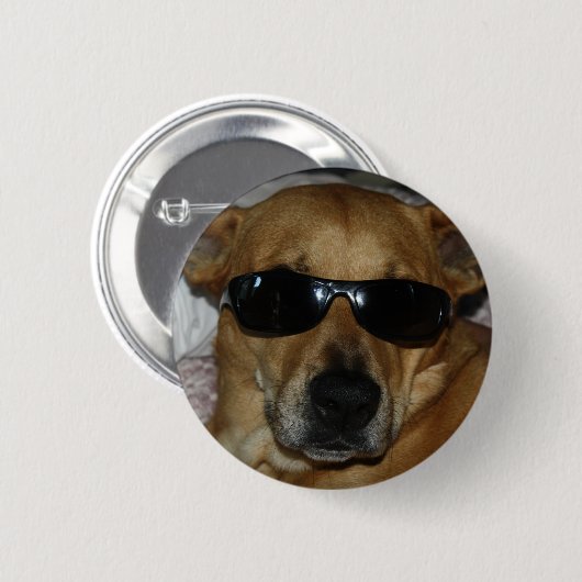 Hund mit Sonnenbrille Button (Vorne & Hinten)