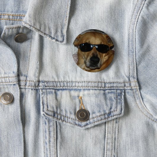 Hund mit Sonnenbrille Button (Beispiel)
