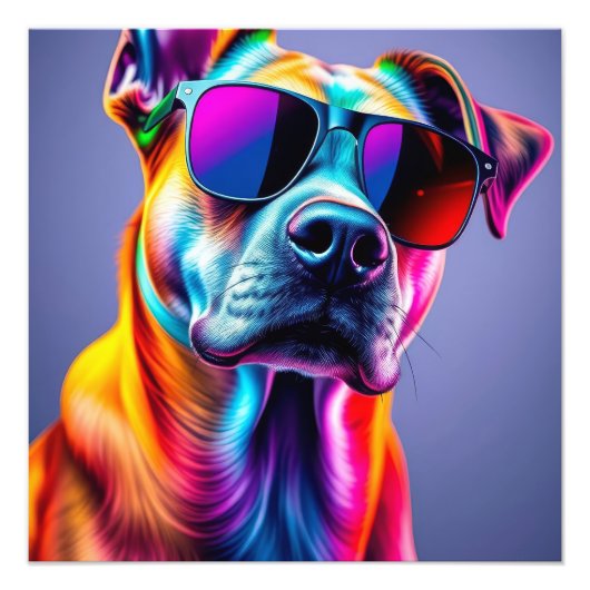 Hund mit Sonnenbrille Fotodruck (Vorne)