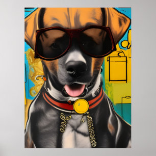 Hund mit Sonnenbrille Poster