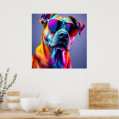 Hund mit Sonnenbrille Poster (Küche)