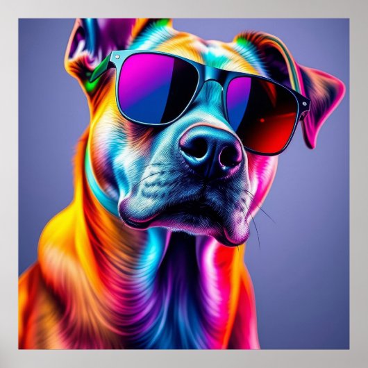 Hund mit Sonnenbrille Poster (Vorne)