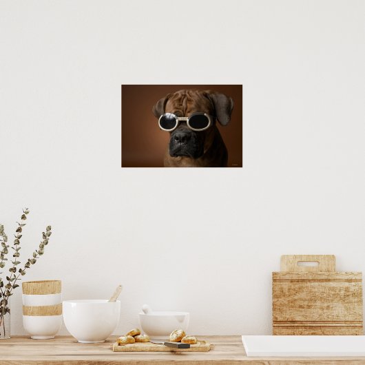 Hund mit Sonnenbrille Poster (Küche)