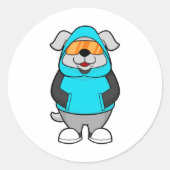 Hund mit Sonnenbrille Runder Aufkleber (Vorderseite)