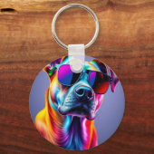 Hund mit Sonnenbrille Schlüsselanhänger (Vorderseite)