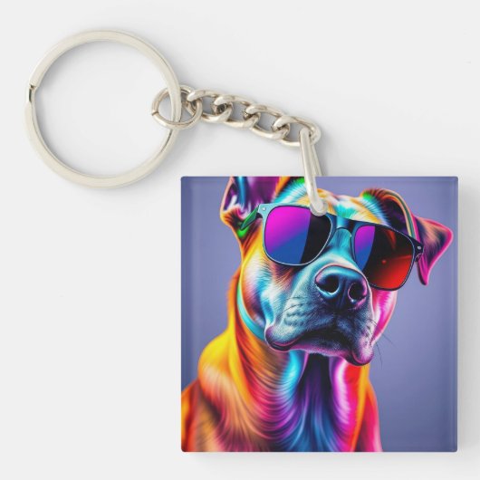 Hund mit Sonnenbrille Schlüsselanhänger (Vorderseite)