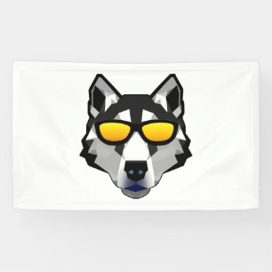 Hund mit Sonnenbrille - Sibirischer Husky Banner