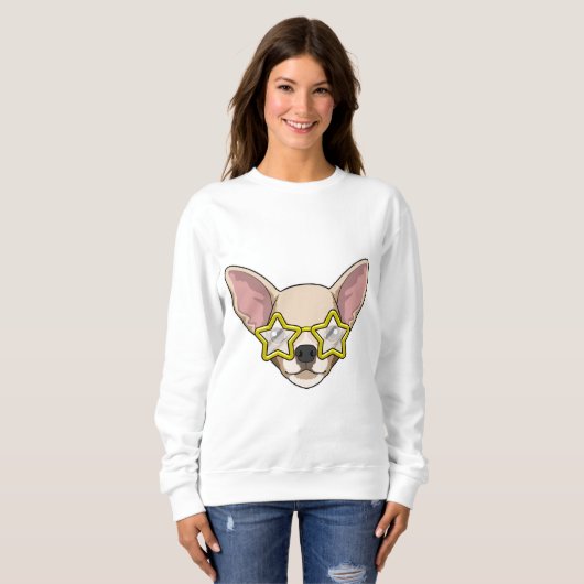 Hund mit Sonnenbrille Sweatshirt (Vorne ganz)