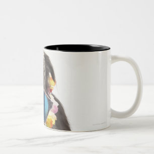 Hund mit Sonnenbrille und Parfait Zweifarbige Tasse