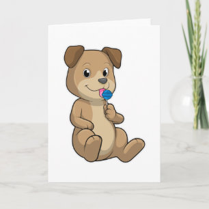 Hund mit Süßigkeiten Lollipop Karte