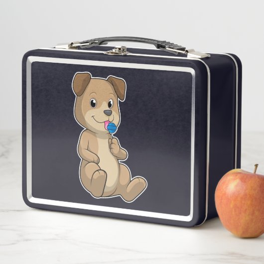 Hund mit Süßigkeiten Lollipop Metall Brotdose (Beispiel)