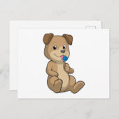 Hund mit Süßigkeiten Lollipop Postkarte (Vorne/Hinten)
