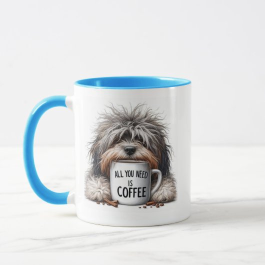 Hund mit Tasse Kaffee (Links)