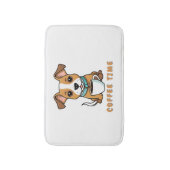Hund mit Tasse Kaffee Badematte (Vorderseite Vertikal)