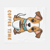 Hund mit Tasse Kaffee Fleecedecke (Vorderseite (Horizontal))