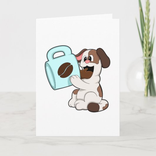 Hund mit Tasse Kaffee Karte (Vorderseite)