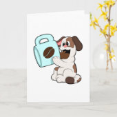 Hund mit Tasse Kaffee Karte (Gelbe Blume)