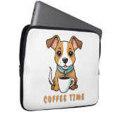 Hund mit Tasse Kaffee Laptopschutzhülle (Vorne Rechts)