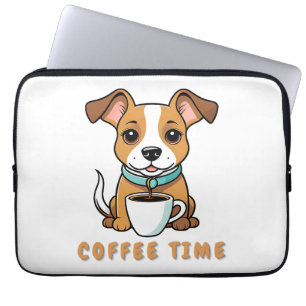 Hund mit Tasse Kaffee Laptopschutzhülle