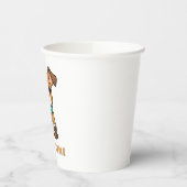 Hund mit Tasse Kaffee Pappbecher (Links)