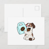 Hund mit Tasse Kaffee Postkarte (Vorne/Hinten)
