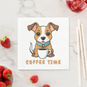Hund mit Tasse Kaffee Serviette (Beispiel)