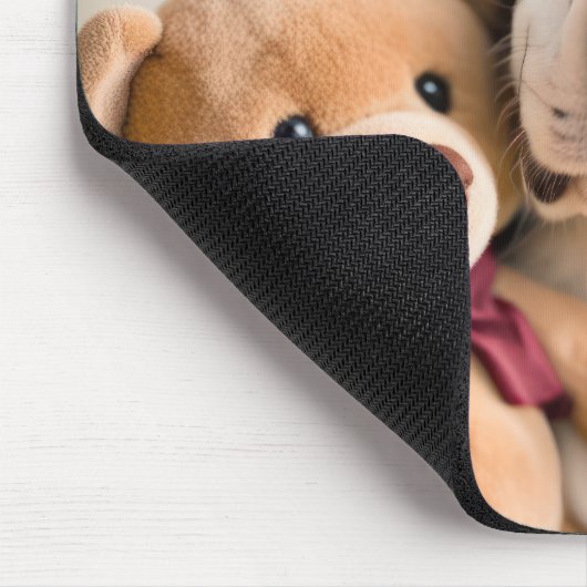 Hund mit Teddybär Mousepad (Ecke)