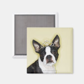 Hund mit Tiara Magnet (Vorderseite/Rückseite)