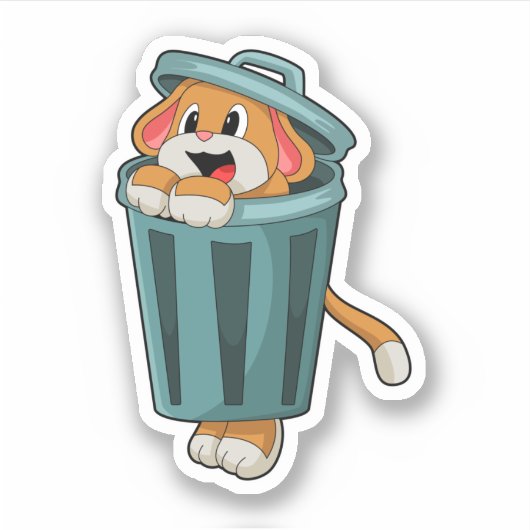 Hund mit Trashcan Aufkleber (Vorderseite)