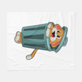 Hund mit Trashcan Fleecedecke (Vorderseite (Horizontal))