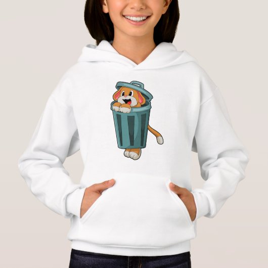 Hund mit Trashcan Hoodie (Vorderseite)