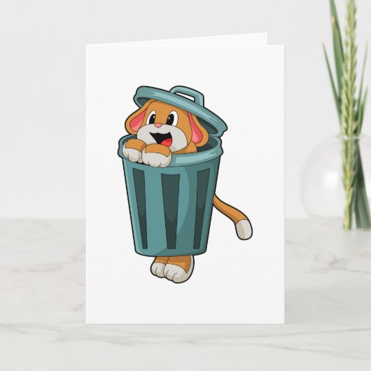 Hund mit Trashcan Karte (Vorderseite)