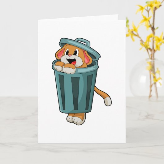 Hund mit Trashcan Karte (Gelbe Blume)