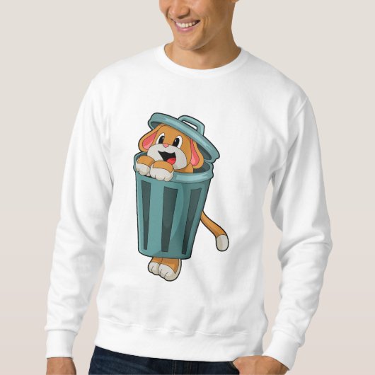 Hund mit Trashcan Sweatshirt (Vorderseite)
