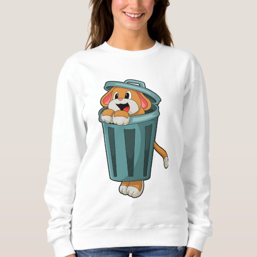 Hund mit Trashcan Sweatshirt (Vorderseite)