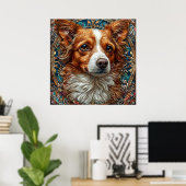 Hund mit Verziert dekorativem Hintergrund Poster (Heimbüro)