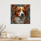 Hund mit Verziert dekorativem Hintergrund Poster (Küche)