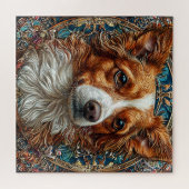 Hund mit Verziert dekorativem Hintergrund Puzzle (Horizontal)