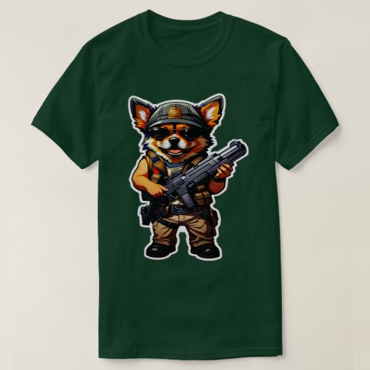 Hund mit Waffe 3 T-Shirt (Design vorne)