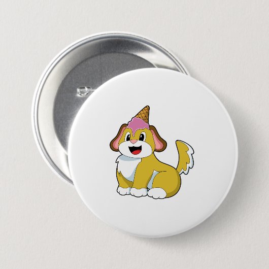 Hund mit Waffeleis Button (Vorne & Hinten)