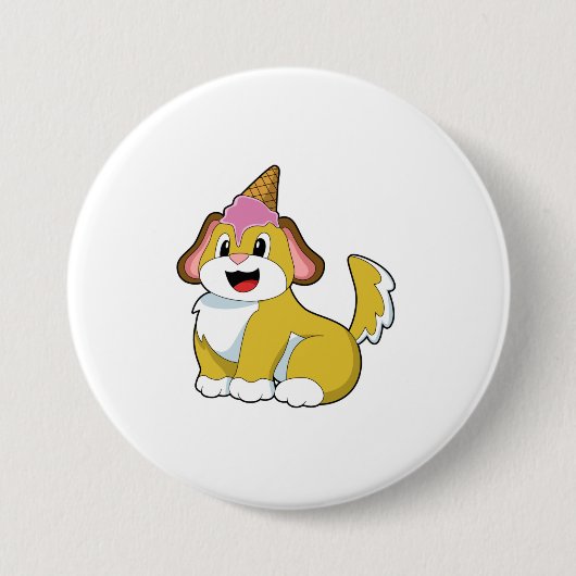 Hund mit Waffeleis Button (Vorderseite)