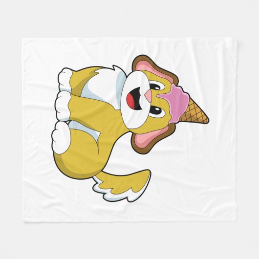 Hund mit Waffeleis Fleecedecke (Vorderseite (Horizontal))