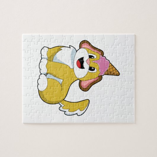 Hund mit Waffeleis Puzzle (Horizontal)