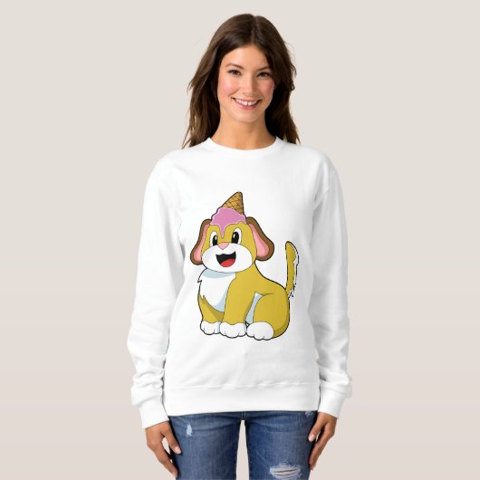 Hund mit Waffeleis Sweatshirt (Vorne ganz)