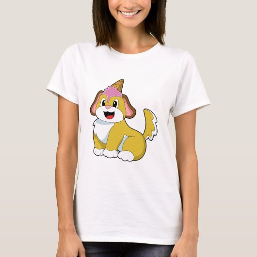 Hund mit Waffeleis T-Shirt (Vorderseite)