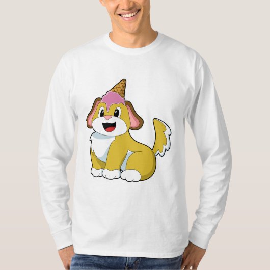 Hund mit Waffeleis T-Shirt (Vorderseite)