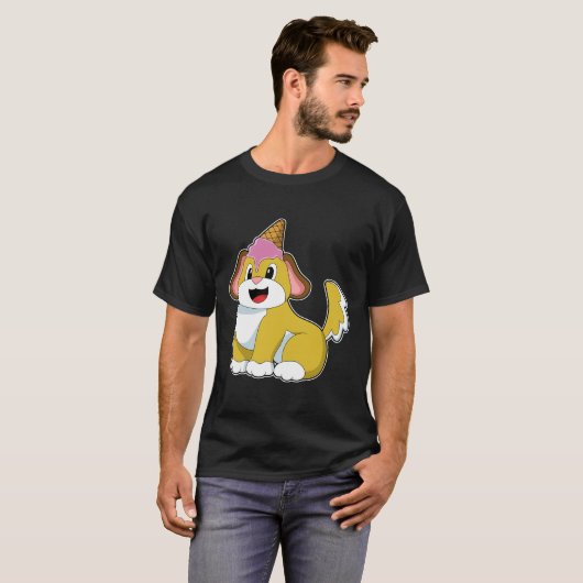 Hund mit Waffeleis T-Shirt (Vorne ganz)