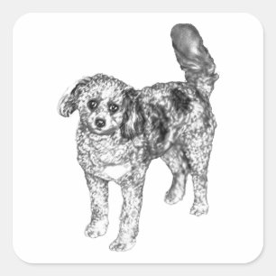 Hund mit weichem Fell teilt helle festliche Aufkle Quadratischer Aufkleber
