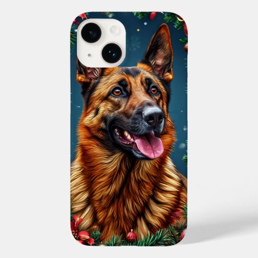 Hund mit Weihnachtsdekoration Case-Mate iPhone Hülle (Rückseite)